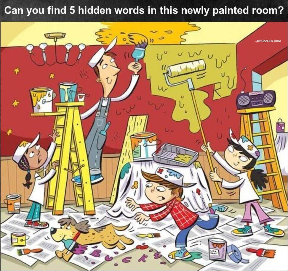 Five Hidden Words Picture Riddle Genius Puzzles